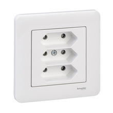 Vägguttag 3-vägs Euro Jordat Exxact Schneider Electric